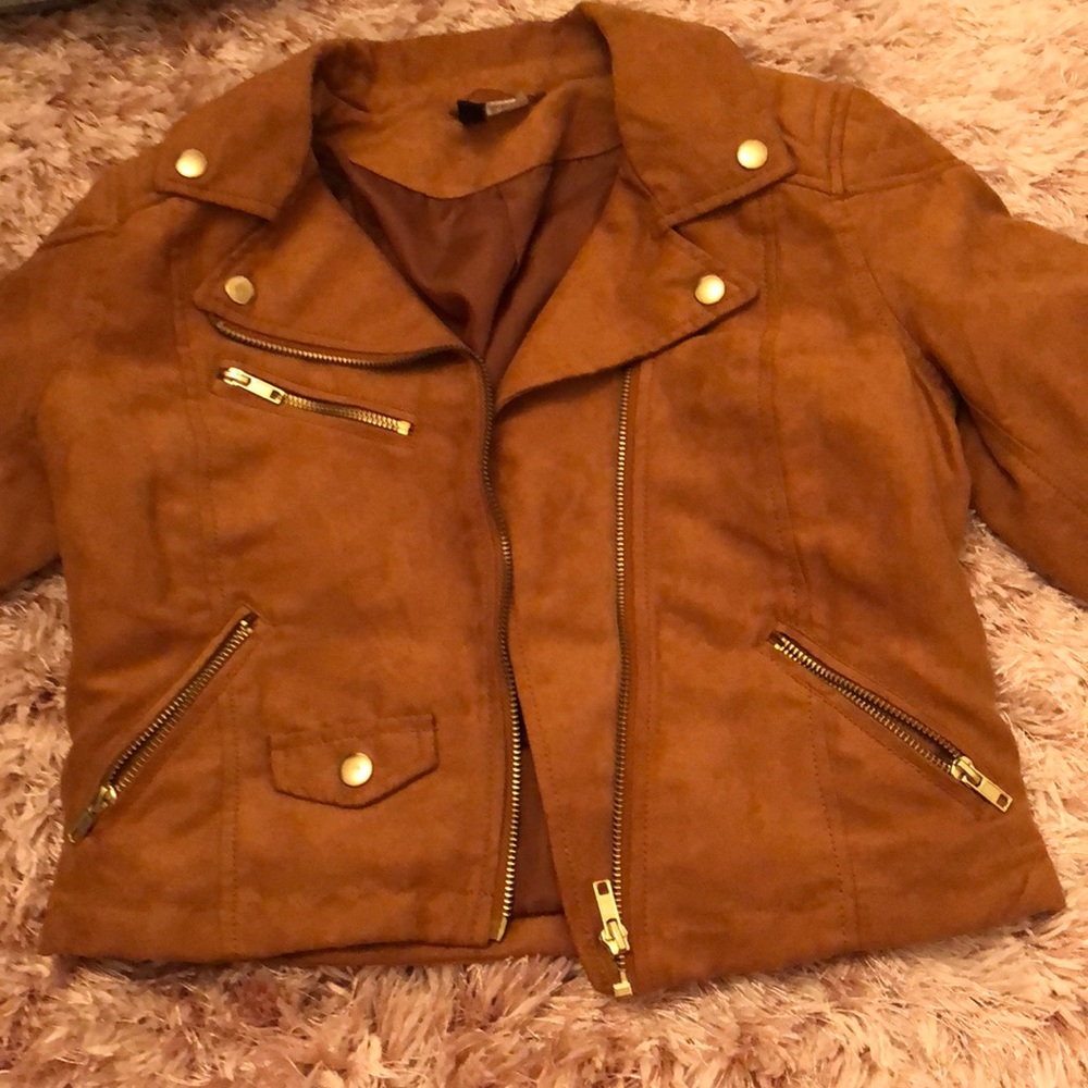 H&M suede motorcycle jacket NWOT size 6
